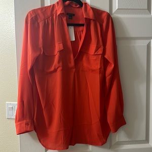 Ann Taylor Tomato color chiffon shirt